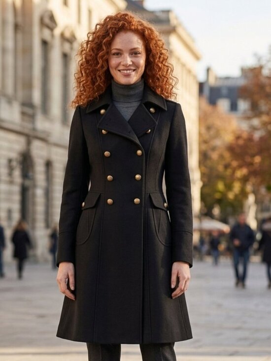 Tahari Jackets & Blazers - Tahari Military Peacoat A-Line Double-Breasted Black 60% Wool Blend Coat - 2/XS